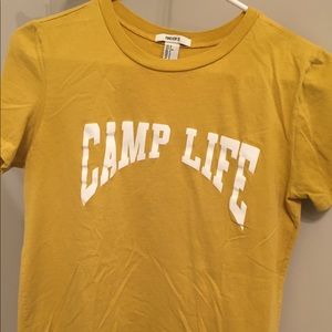 Mustard yellow “Camp Life” t-shirt